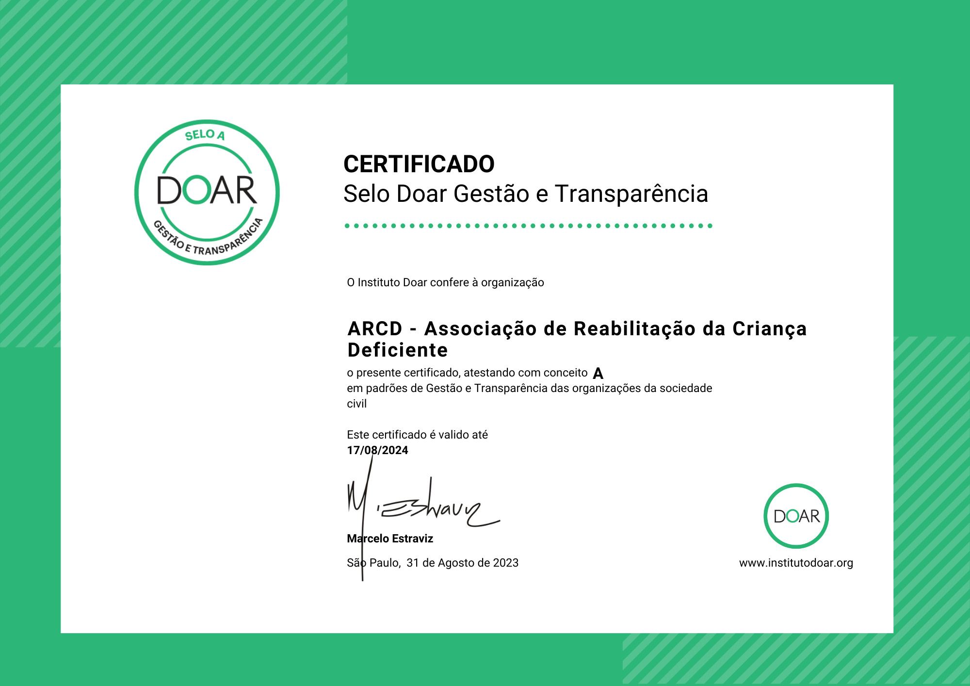 ARCD Certificados Doar